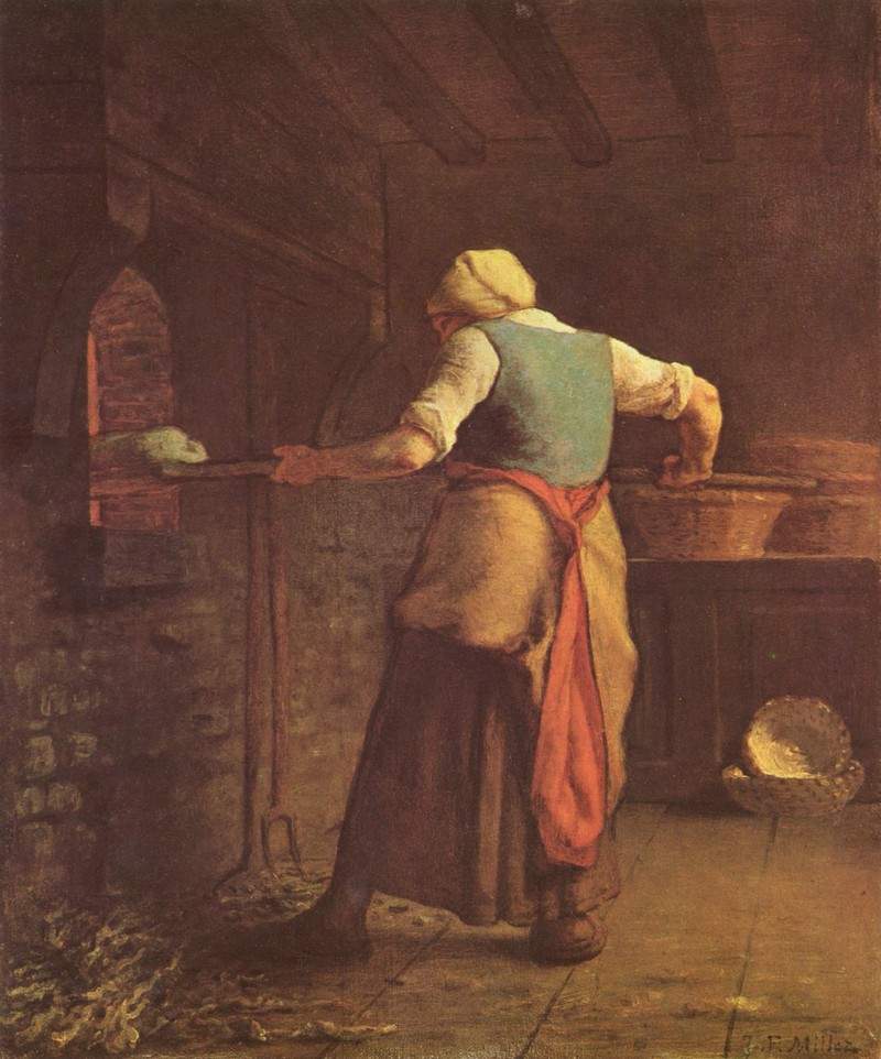 Женщина печет хлеб — Жан-Франсуа Милле