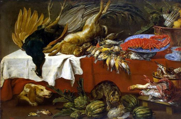 Still Life with Dead Game and Lobster
