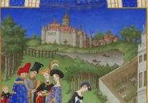 April: Courtly Figures in the Castle Grounds