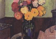 Flower vase on a round table 1920