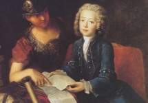 Jean Philippe Baratier presented by Minerva, German scholar 1735