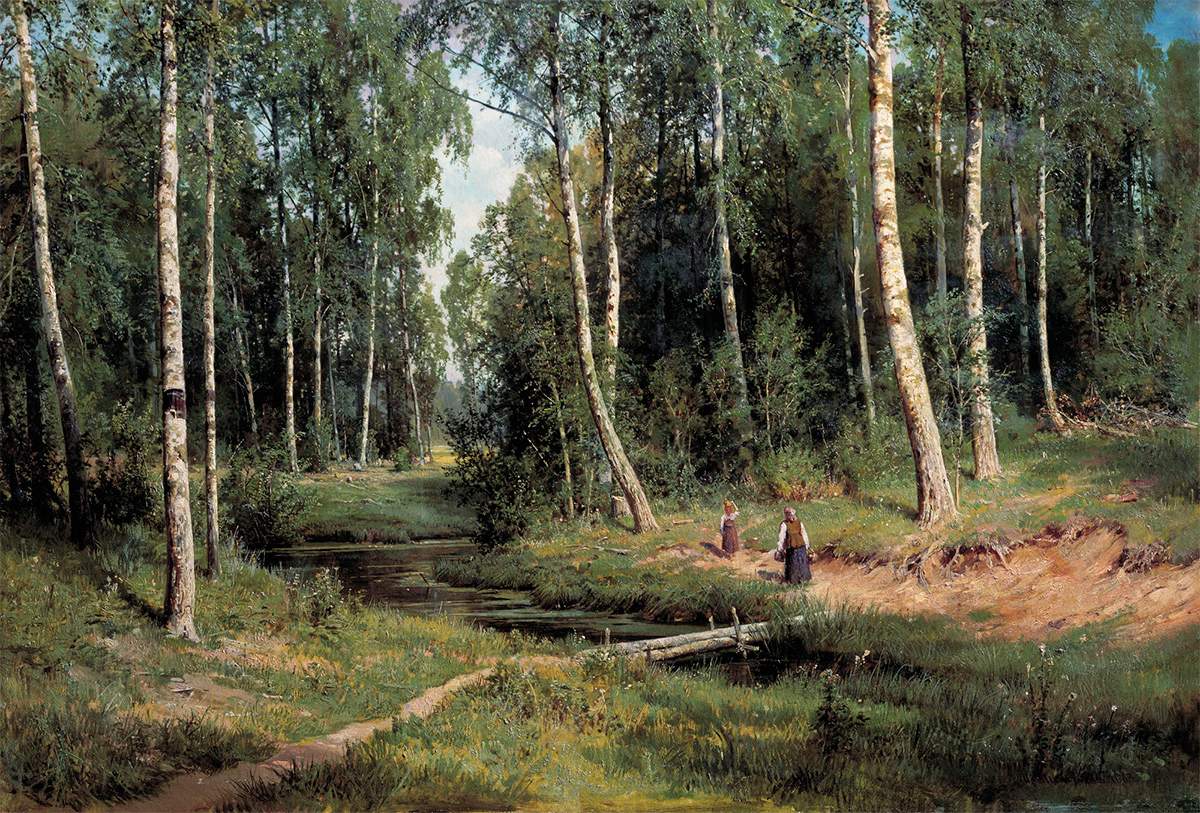 Ручей в березовом лесу, Иван Шишкин