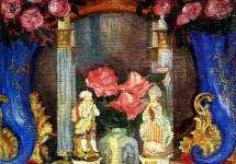 Натюрморт с фарфоровыми фигурками и розами 1909