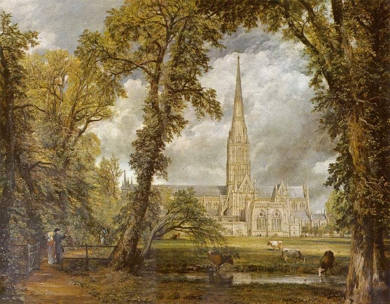 Вид на собор в Солсбери из епископского сада 1823
