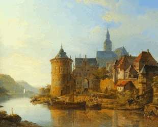 A View of a Town along the Rhine — Корнелис Спрингер