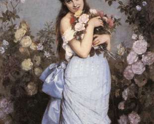 A Young Woman in a Rose Garden — Огюст Тульмуш