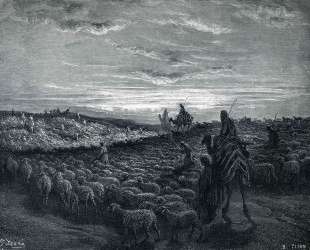 Авраам едет на Землю Ханаанскую — Гюстав Доре
