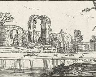 Ancient ruins by a river — Эсайас ван де Вельде