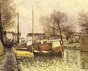 Barges on the Canal Saint Martin in Paris — Альфред Сислей