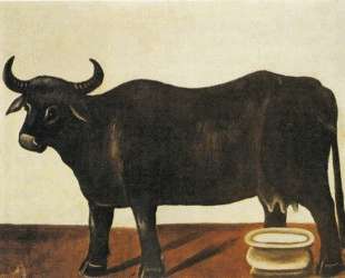 Черный бык на белом фоне — Нико Пиросмани