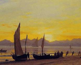 Boats Ashore at Sunset — Альберт Бирштадт