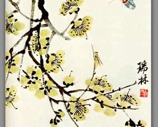 Butterfly and flowering plum — Ци Байши