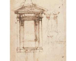 Design for Laurentian library doors and an external window — Микеланджело