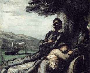 Дон Кихот и Санчо Панса отдыхают под деревом — Оноре Домье