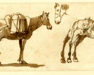 Drawing of mules, including one full length — Клод Лоррен