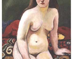 Female nude at a knited carpet — Август Маке