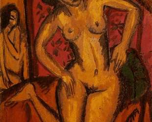 Female Nude Kneeling before a Red Screen — Эрнст Людвиг Кирхнер