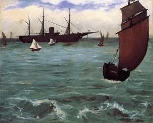 Fishing boat coming in before the wind (The Kearsarge in Boulogne) — Эдуард Мане