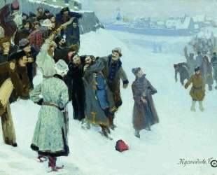 Кулачный бой на Москва-реке — Борис Кустодиев