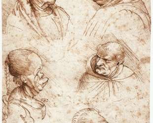 Five caricature heads — Леонардо да Винчи