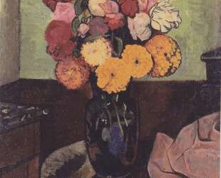 Flower vase on a round table — Сюзанна Валадон