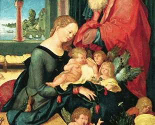 Святое семейство в покоях с пятью ангелами — Ханс Бальдунг