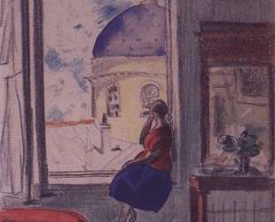 Интерьер. Женская фигура у окна (В мастерской) — Борис Кустодиев