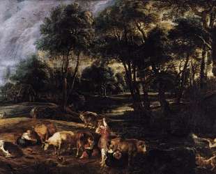 Landscape with Cows and Wildfowlers — Питер Пауль Рубенс