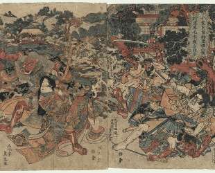Oguri Hangan Sukeshige in Battle — Утагава Садатора