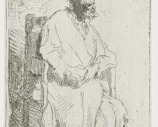 Old man in a long cloak sitting in an armchair — Рембрандт