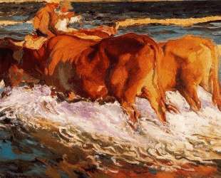 Oxen in the sea, study for “Sun of afternoon” — Хоакин Соролья
