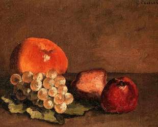 Peaches, Apples and Grapes on a Vine Leaf — Гюстав Кайботт
