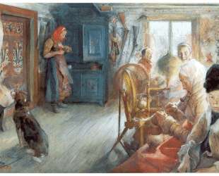 Peasant Interior in winter — Карл Ларссон