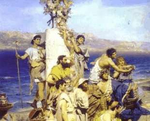 Phryne on the Poseidon’s celebration in Eleusis (detail) — Генрих Семирадский