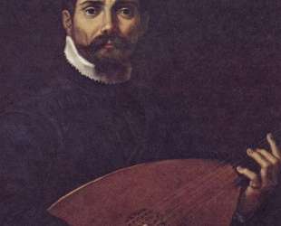Portrait of Giovanni Gabrieli with the lute — Аннибале Карраччи