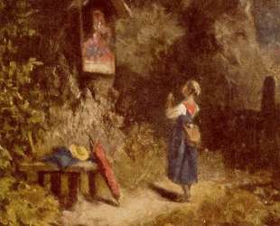 Praying peasant girl in the woods — Карл Шпицвег