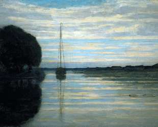 Вид на реку с лодкой. Солнце — Пит Мондриан
