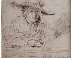 Saskia In A Straw Hat — Рембрандт
