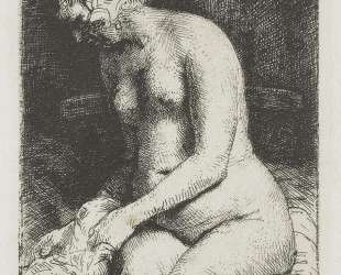 Seated naked woman (Woman bathing her feet at a brook) — Рембрандт