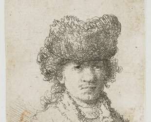 Self-portrait in a fur cap bust — Рембрандт