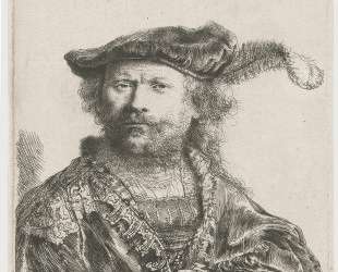 Self-portrait in velvet cap and plume — Рембрандт