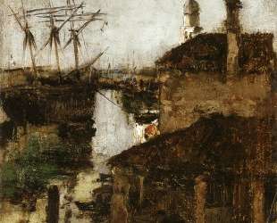 Ship and Dock, Venice — Джон Генри Твахтман (Tуоктмен)