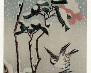 Sparrows and Camellias in the Snow — Хиросиге