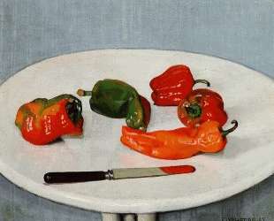 Still Life with Red Peppers on a White Lacquered Table — Феликс Валлотон