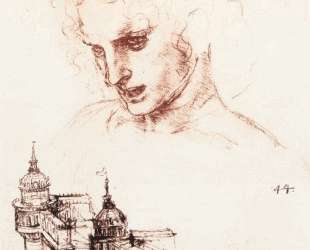 Study of an apostle’s head and architectural study — Леонардо да Винчи