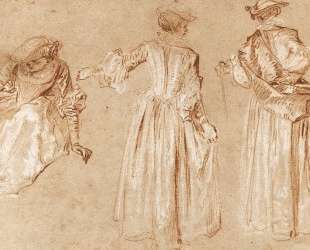 Three Studies of a Lady with a Hat — Антуан Ватто