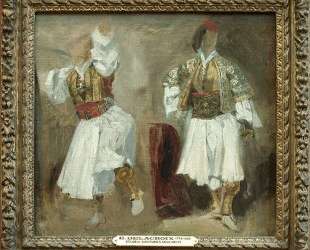 Два ракурса костюма сулиотов — Эжен Делакруа