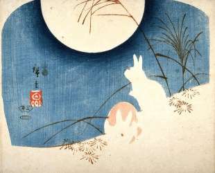 Untitled (Two Rabbits, Pampas Grass, and Full Moon) — Хиросиге