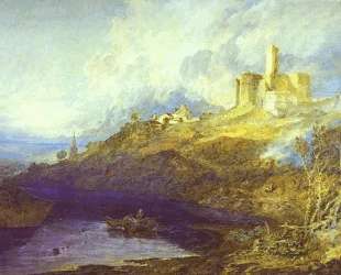 Warkworth-Castle,-Northumberland-Thunder-Storm-Approaching-at-Sun-Set — Уильям Тёрнер
