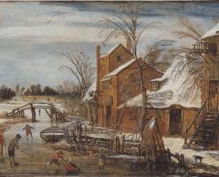 Winter scene with skaters — Эсайас ван де Вельде